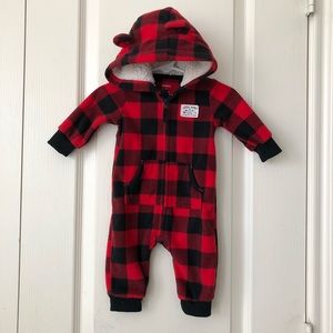 Carter’s baby boy fuzzy plaid jumpsuit